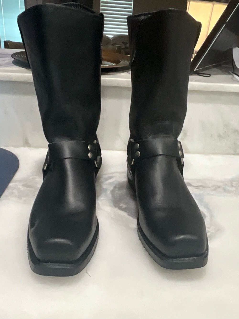 Double H Black Leather Harness Boots for Men